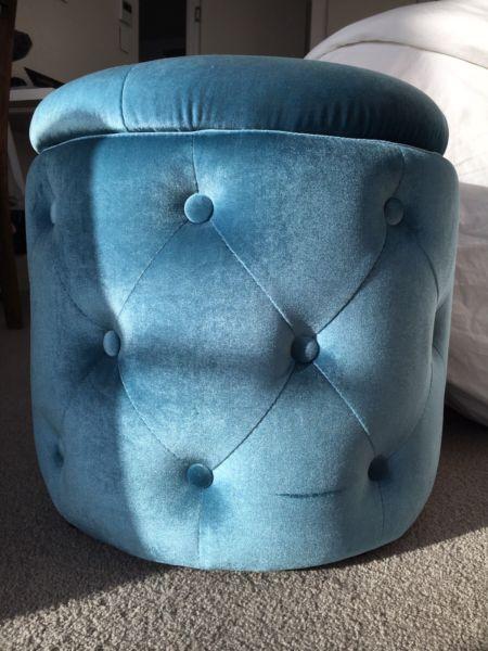 Blue Velvet Storage Ottoman from Urban Outfitters