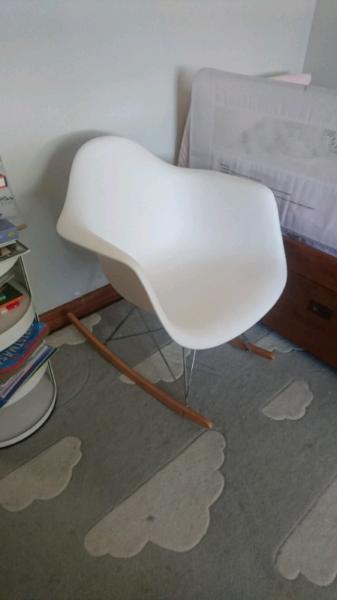 Replica Eames white rocking chair