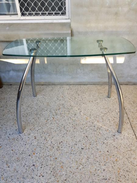 Glass and steel console table