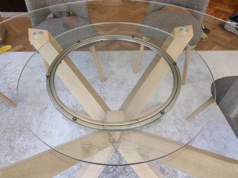 Round tempered glass top 70cm with lazy susan