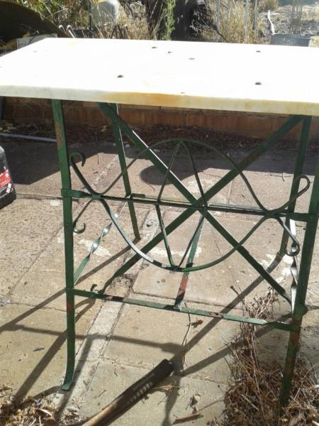 Wrought iron marble table