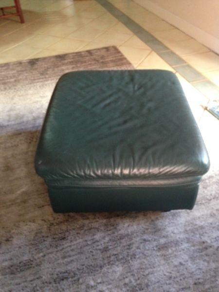 Olive leather ottoman