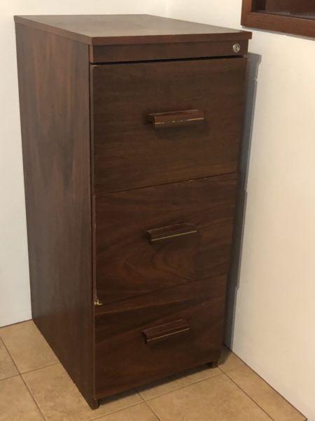 3 draw solid wood filing cabinet
