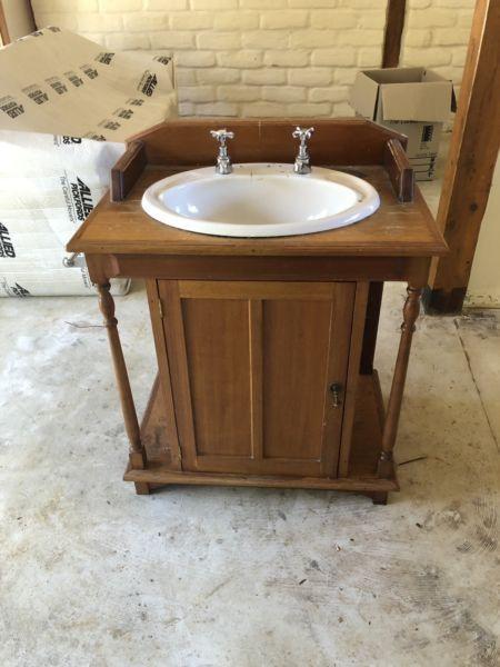 Wash basin and wooden stand