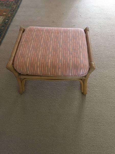 Cane ottoman with cushion- excellent condition