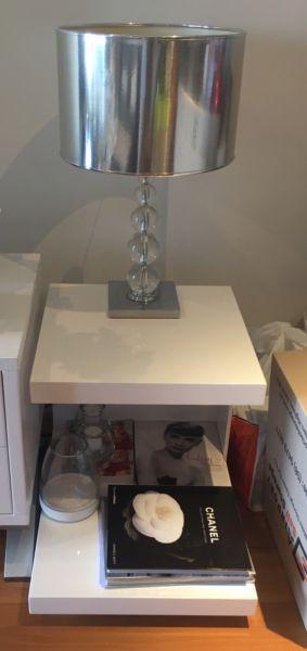 Lamp or Side White Lacquer Table