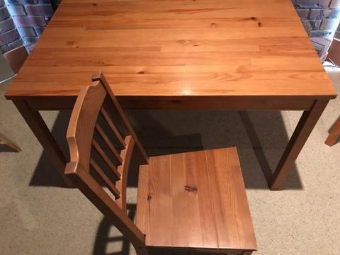 IKEA Timber Table and Four Chairs