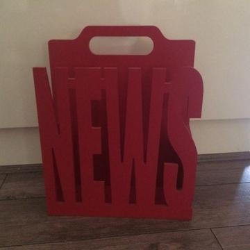 Magazine/newspaper holder rack. Red. Wood/Timber/MDF