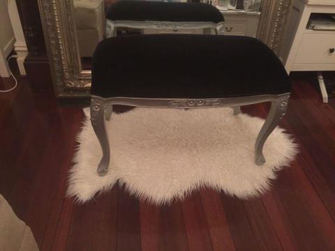 Black velvet ottoman/ make up stool
