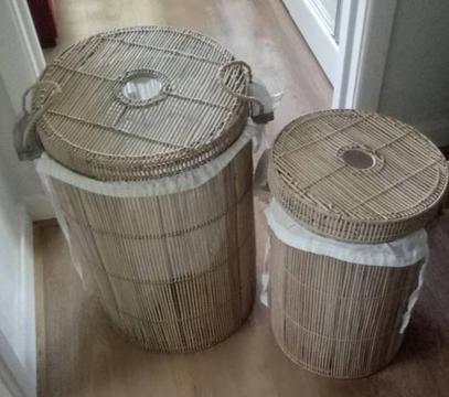 2x Bamboo Laundry Hamper with removable liners