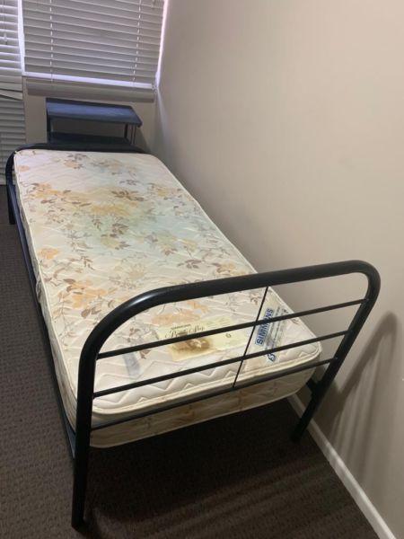 Bed, mattress and table