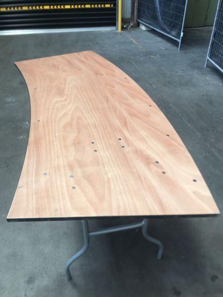 3 curved modern trestle tables