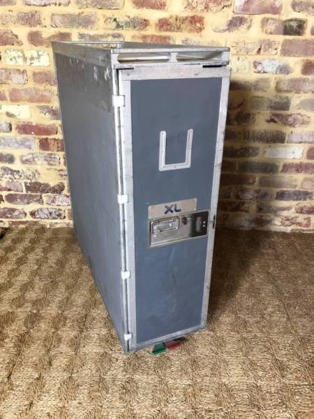 Aviation airplane waste disposal trolley on castors. Would make