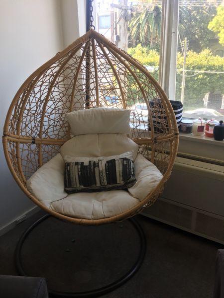 Tear drop hanging chair- indoors or outdoors