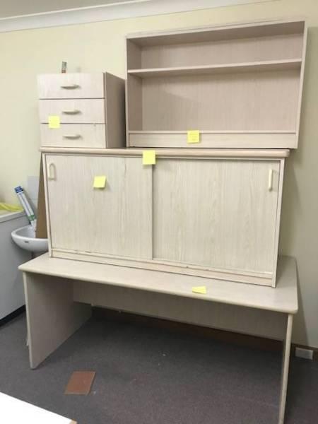 Complete desk, shelves, drawers to set up office