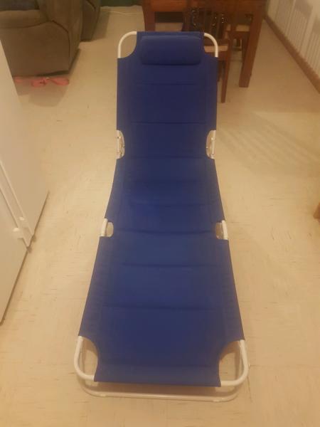 2x Adjustable reclining beach sun lounge chair
