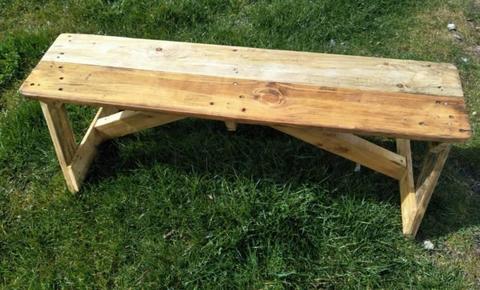 Outdoor indoor timber bench seat. Dining, entertaining