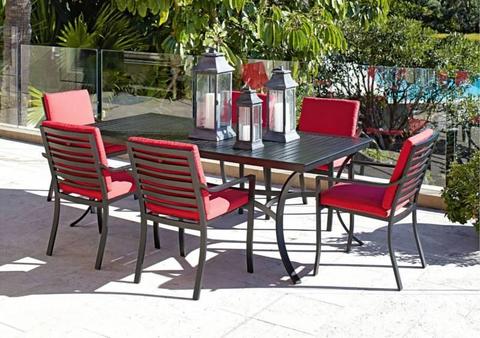 OUTDOOR 7 PIECE OUTDOOR DINING SETTING, RED