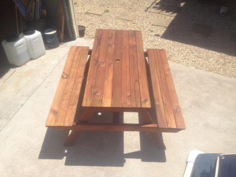 Treated pine outdoor setting/ picnic table