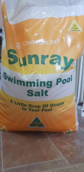 Swimming pool salt, open but full bag