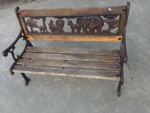 E51008 Cast Iron and Timber Childrens Garden Bench Seat