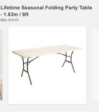 Lifetime seasonal folding party table. 1.83m/6ft
