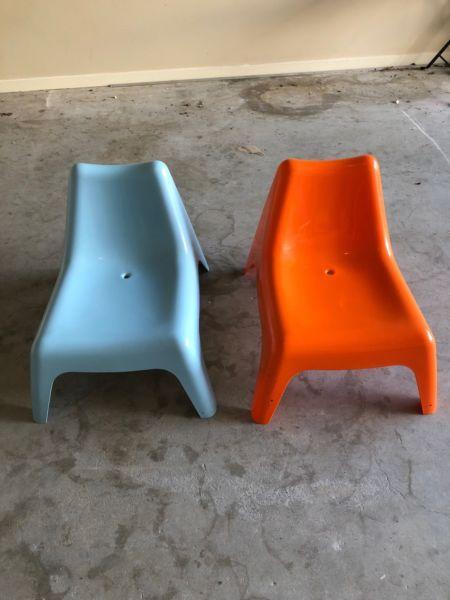 Plastic low chairs x 2