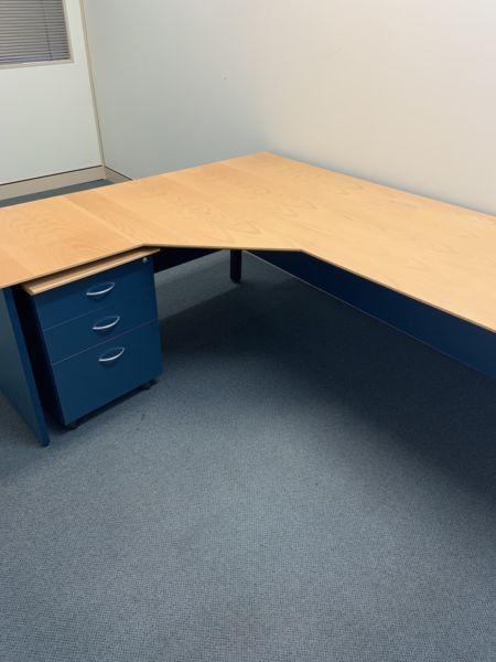 Office Desk, mobile pedestal, table and hutch (set) (Sold)