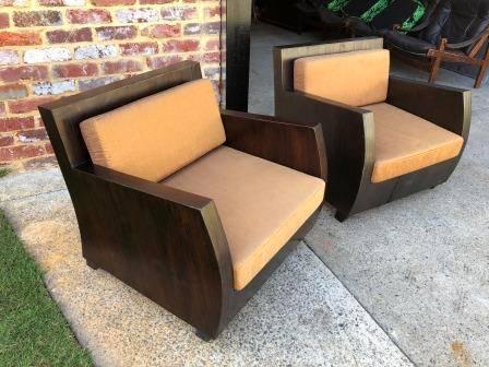 Bamboo armchairs x 2 with cushions As pictured. Bamboo finished