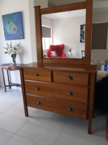 Silky Oak dresser / entry table / buffet - with mirror