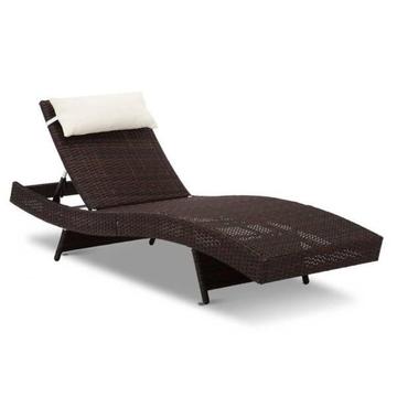 Outdoor Sun Lounge Bed Wicker Rattan Chair Pool Garden Furniture