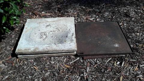 BBQ hotplate and 2 pre-cast concrete slabs