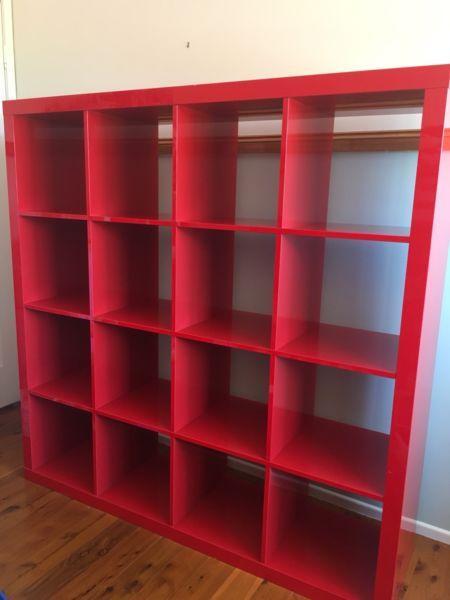 Red High Gloss Kallax Ikea Cube Storage Unit / Shelving Unit