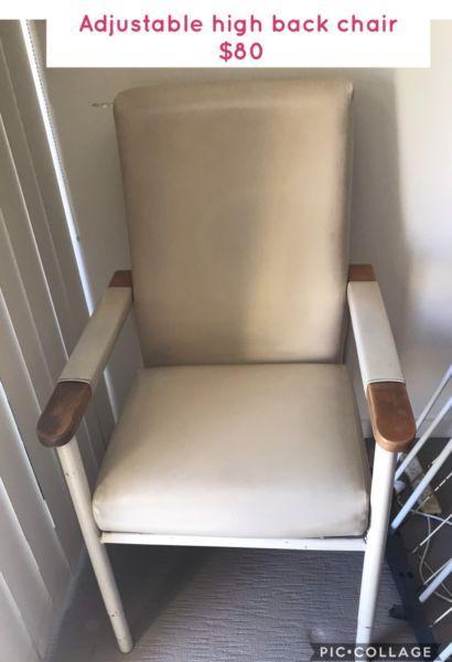 Adjustable Hugh back chair (estate sale)