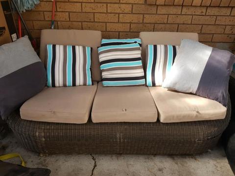 Cane outdoor 3 seater Couch & Matching Table Set