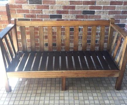 Lovely timber bench outdoors
