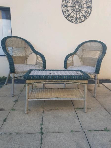 2 Seater Coffee Table, Outdoor Cane Set