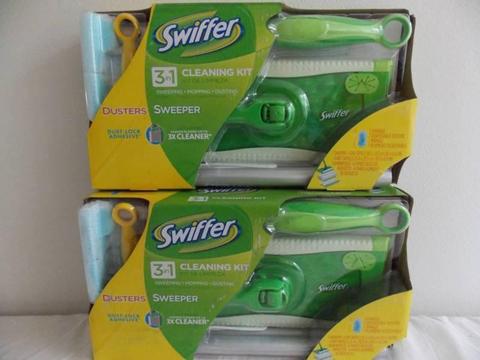 2 x Brand New Swiffer 3 in 1 cleaning kits plus refills