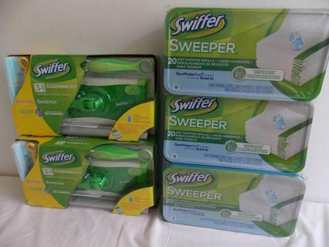 2 x Brand New Swiffer 3 in 1 cleaning kit with 60 x wet refills