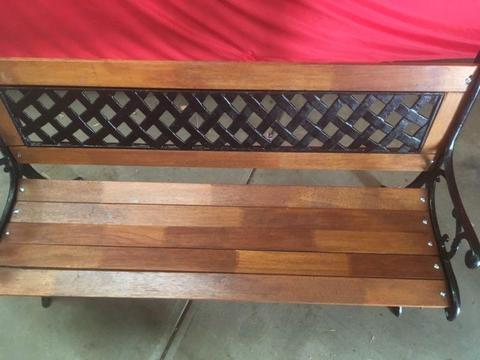 Iron and timber outdoor bench