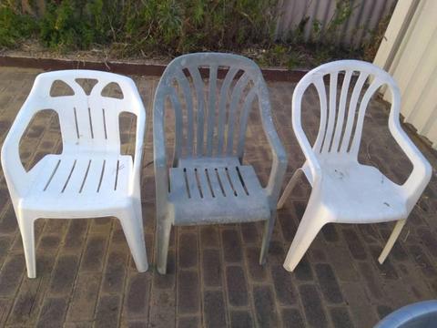 3 Plastic Outdoor Chairs