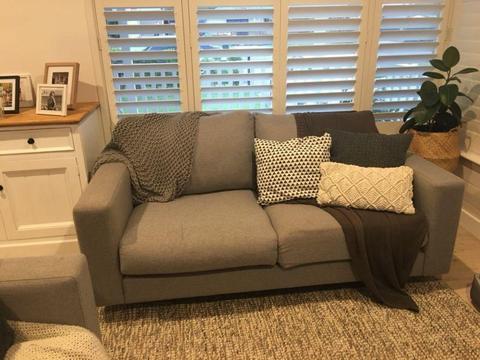 2 seater and 3 seater Scandinavian lounge grey in colour
