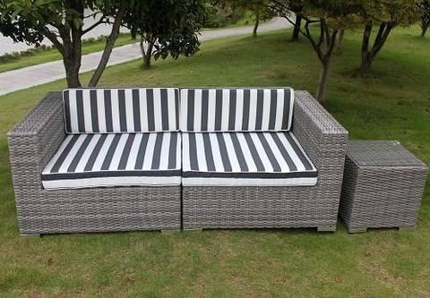 OUTDOOR WICKER LOUNGE FURNITURE SETTING,AGED GREY,EUROPEAN STYLED