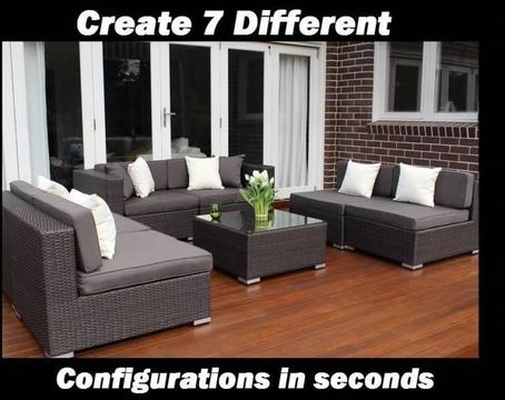 WICKER OUTDOOR LOUNGE FURNITURE SETTING,7 CONFIGURATIONS