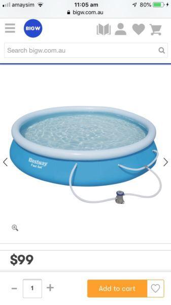 3.6m Circular Inflatable Pool with Filter - used once!