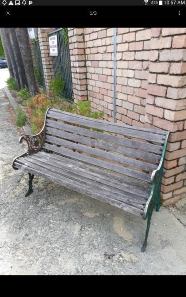Vintage wrought iron and timber park bench