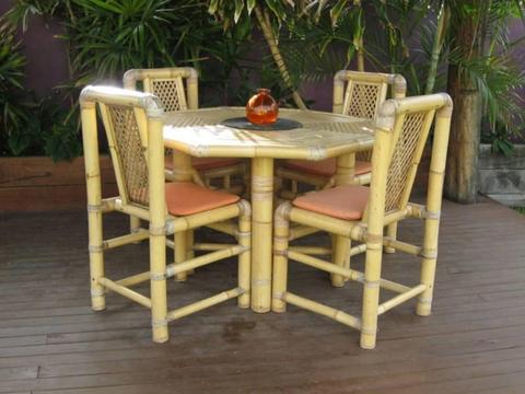5 PIECE BAMBOO OUTDOOR SETTING (REDUCED)