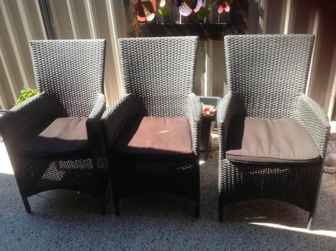 Chairs Outdoor Highback Brown Wicker with Cushions