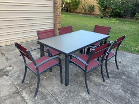 Glass outdoor dining set (6 seats)