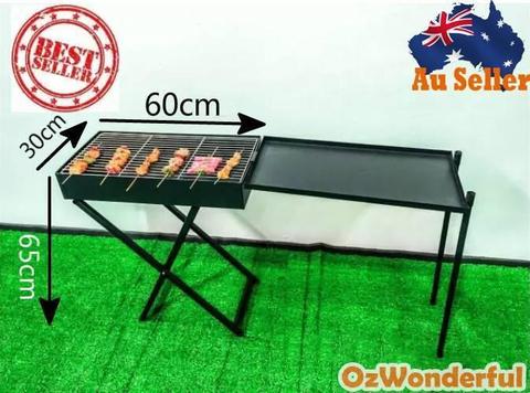 60 x 30cm Charcoal BBQ portable Folding Grill Stove w/ lid table